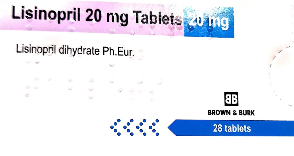 LISINOPRIL 20MG X 28TABS BROWN & BURK