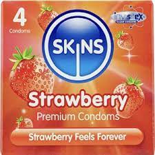 SKINS CONDOM X4 STRAWBERRY